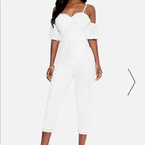 Bebe Bustier Eyelet Jumpsuit
